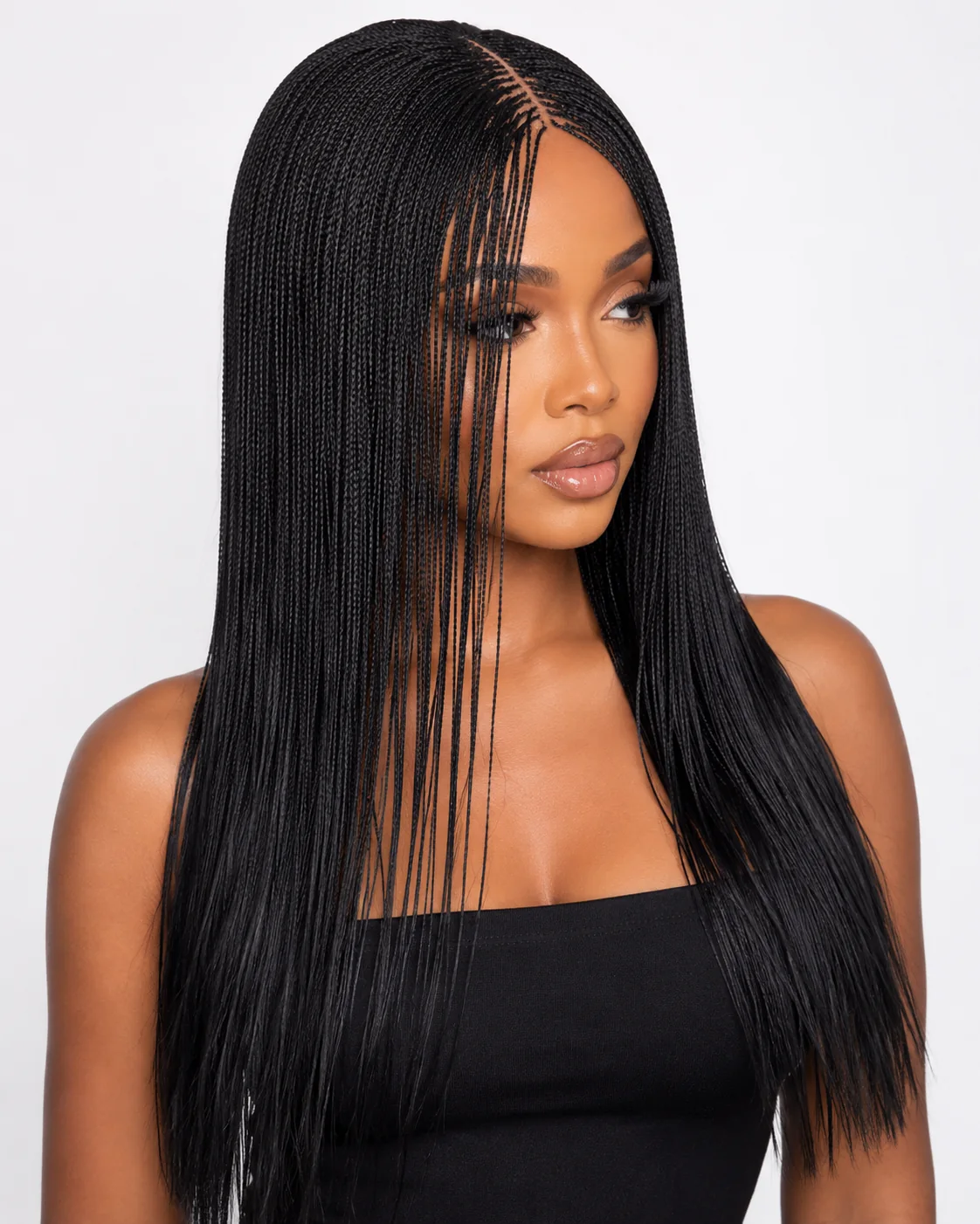 Micro braided hair style