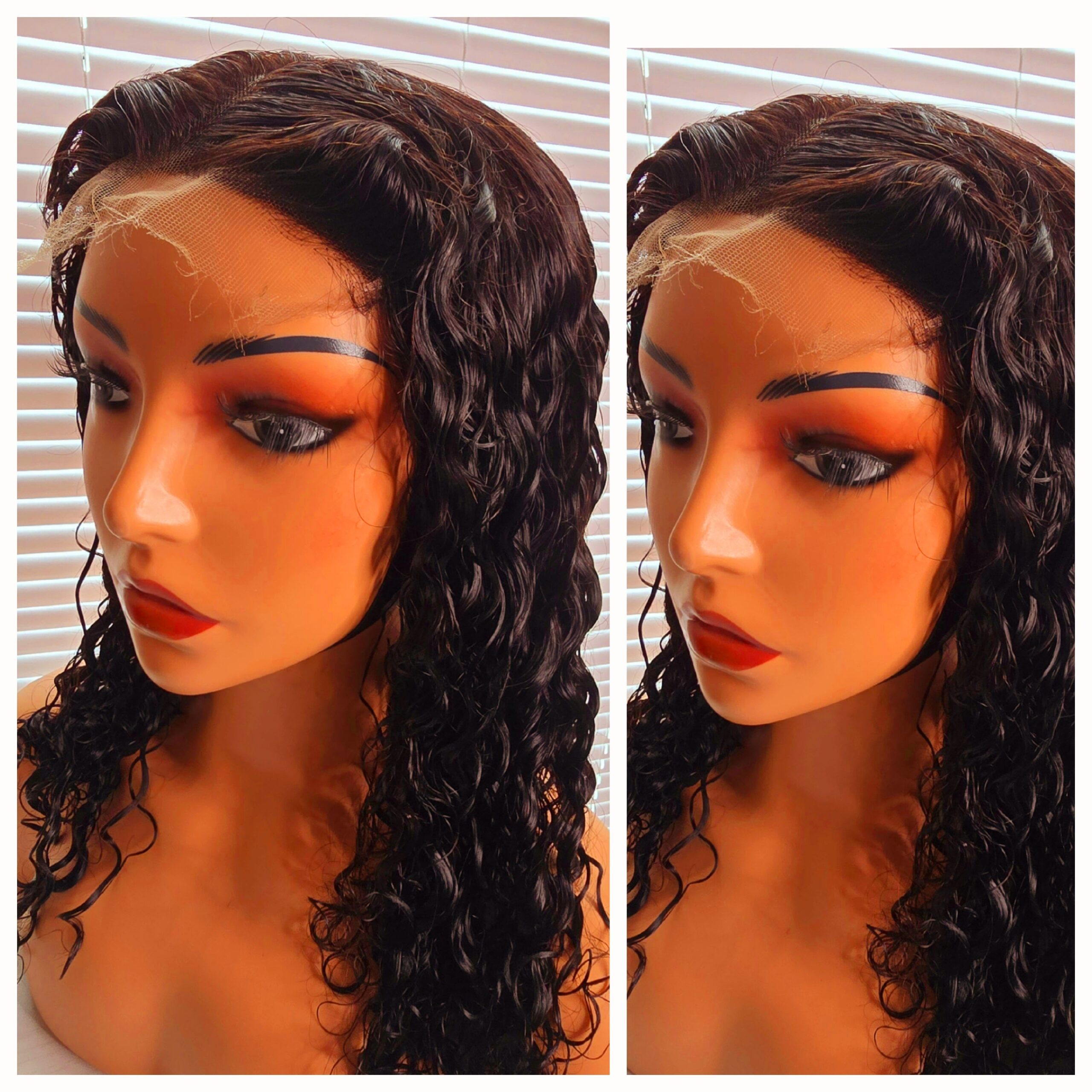 16" 4by 4 SDD Deep Wave Human Hair Natural Colour Glueless wig 300grams - Affordable Luxury wig for Ladies - Image 2