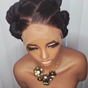 Black Packed Synthetic Braided Wig for Classic Ladies - Elegant and Durable