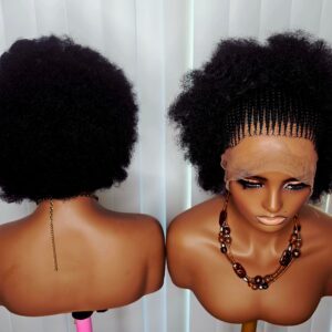 Two Steps Ghana Weaving Synthetic Braided Wig for Unisex Easy Styling Natural Look Comfortable Wear Synthetic Material Ghana Weaving Design