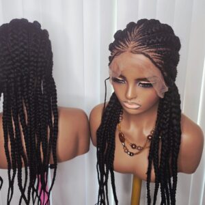 Black All Back Synthetic Braided Wig for Easy Styling Unisex Braided Design
