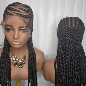 Black cornrows synthetic braidBlack Cornrows Synthetic Braided Wig with Natural Look and High-Quality Braids for Everyday Weared wig
