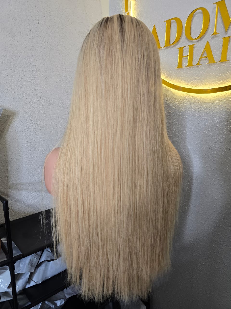 22" 13by4 Frontal wig SDD Vietnamese Bone Straight Human Hair Blonde Tone Glueless wig - Affordable Luxury for Ladies - Image 2