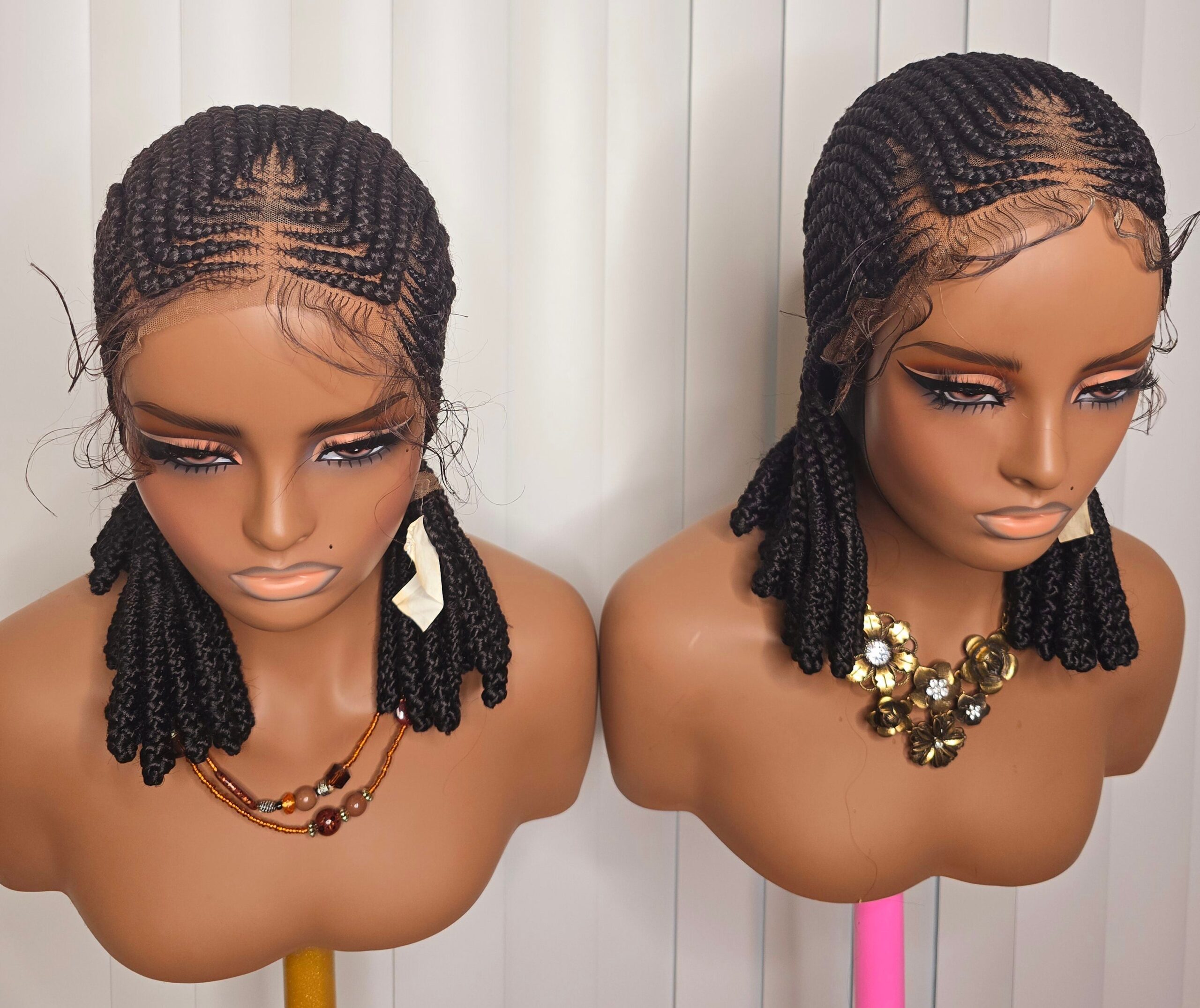 7'7 10inches Synthetic Braided Wig for Classic Ladies - Black Colorful Braids with Elegant Accessories Included - Image 5