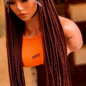 Brown 36 Inches 7 Steps Braided Wig for Classic Ladies Unisex Hair Accessory