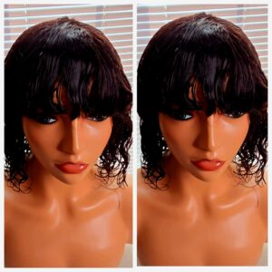 Bob Fringe Pixie Curls affordable luxury wig for ladies 100% Human Hair