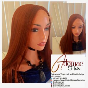 18" 5by5 SDD Vietmanese Bone Straight Human Hair Brown Colour Glueless wig - Affordable Luxury for Ladies
