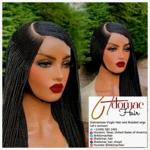 Black 36inches 360 full lace Braided Wig 002 - Luxury Braided Wig Style with Easy Styling & Comfortable Design for a Distinctive Look