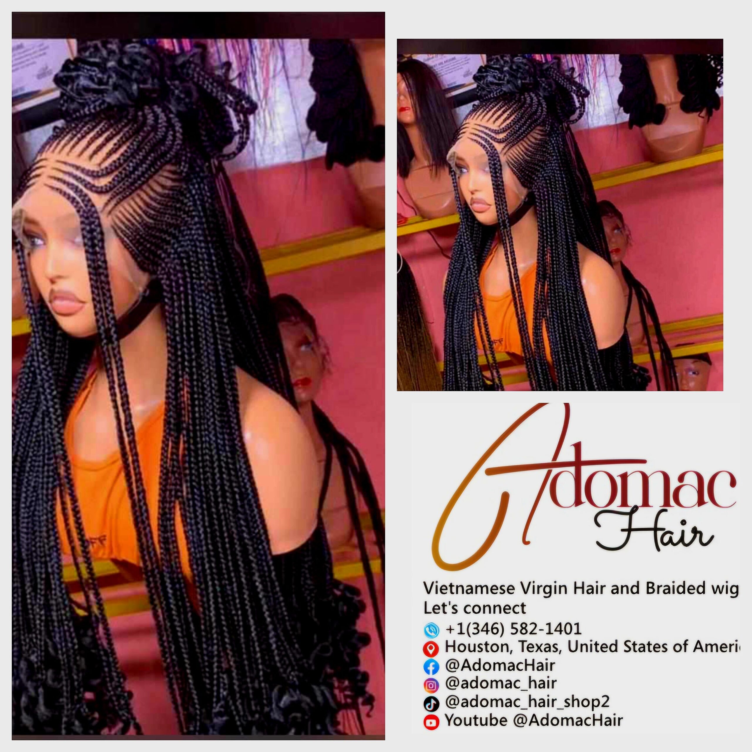 Black and Brown 36inches 360 full lace Braided Wig 001 - Luxury Braided Wig Style with Easy Styling & Comfortable Design for a Distinctive Look