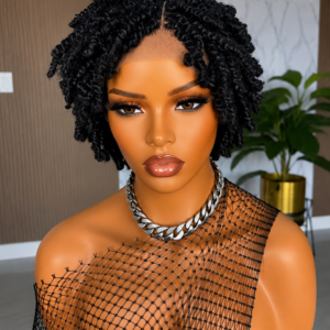 Short kinky barided wig for summer breaShort Kinky Twist Braided Wig for Women | 2x6 Closure Wig | Glueless Protective Style | Lightweight Summer Wig | Natural Looking Lace Wig