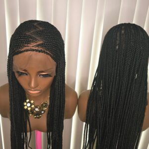 Black 36inches 360 full lace Braided Wig 015 - Luxury Braided Wig Style with Easy Styling & Comfortable Design for a Distinctive Look