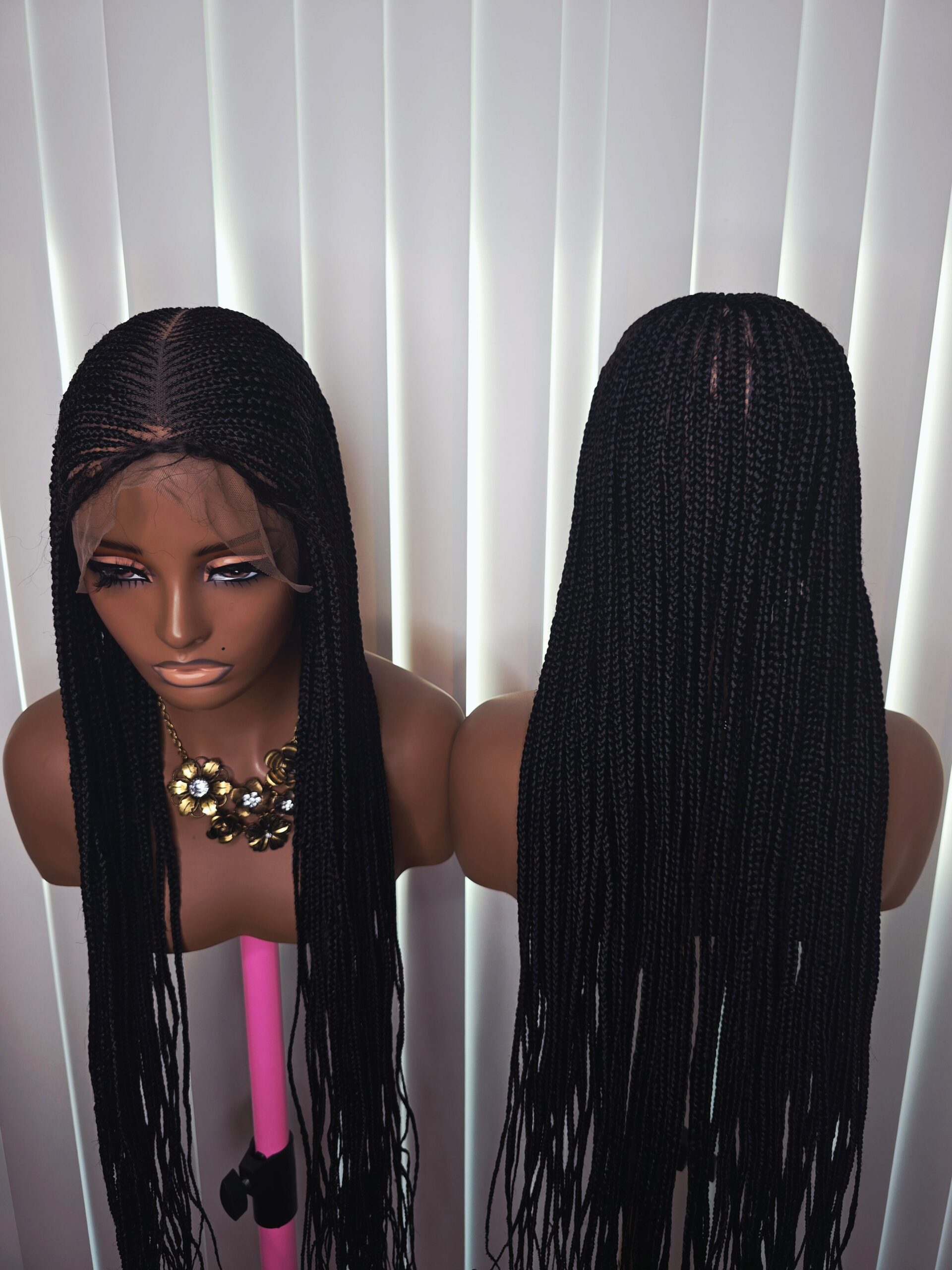 Black 36inches 360 full lace Braided Wig 016 - Luxury Braided Wig Style with Easy Styling & Comfortable Design for a Distinctive Look - Image 2