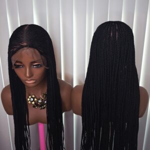 Black 36inches 360 full lace Braided Wig 016 - Luxury Braided Wig Style with Easy Styling & Comfortable Design for a Distinctive Look
