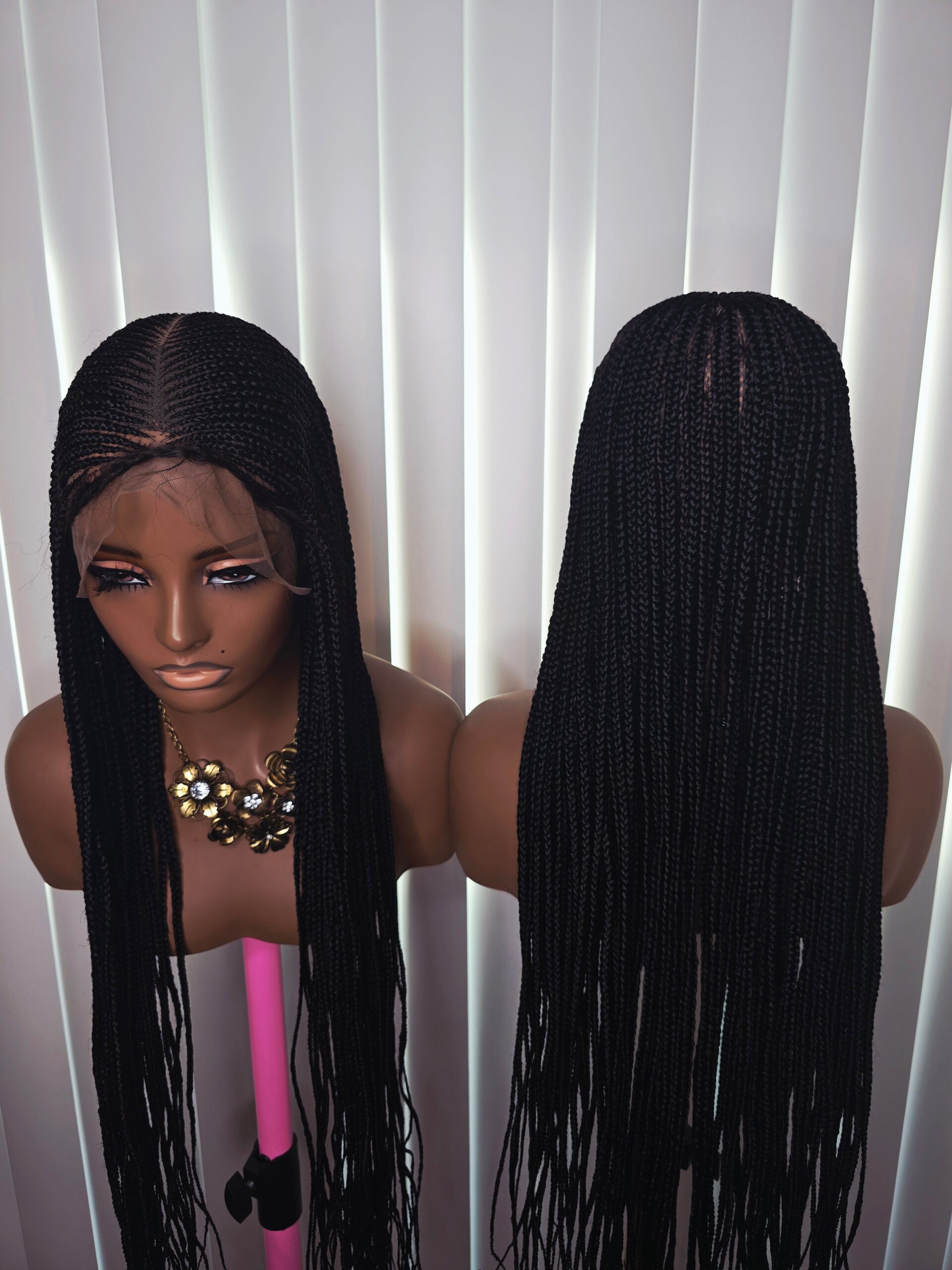 Black 36inches 360 full lace Braided Wig 016 - Luxury Braided Wig Style with Easy Styling & Comfortable Design for a Distinctive Look