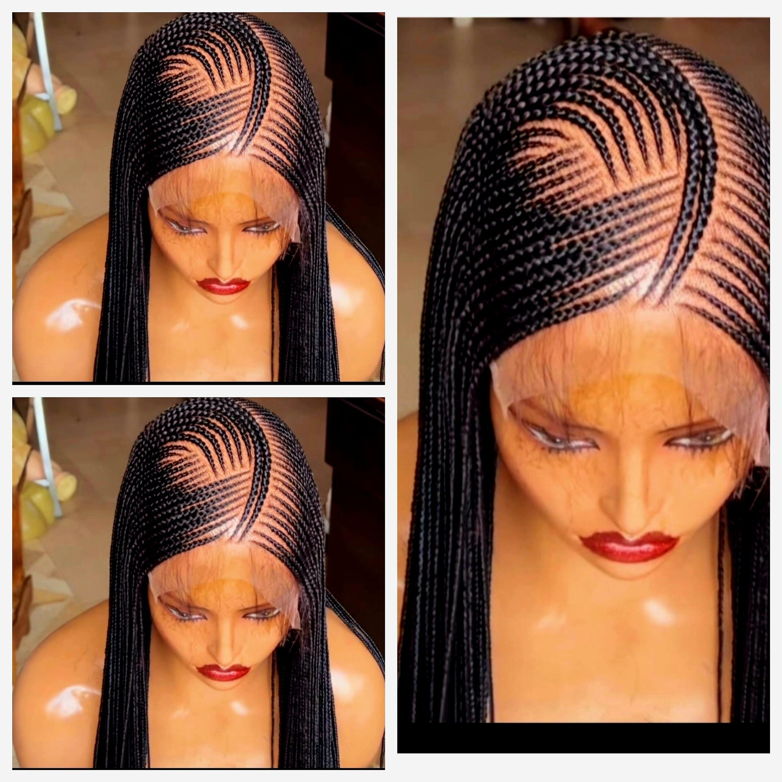 Black 36inches 360 full lace Braided Wig 007 - Luxury Braided Wig Style with Easy Styling & Comfortable Design for a Distinctive Look - Image 2
