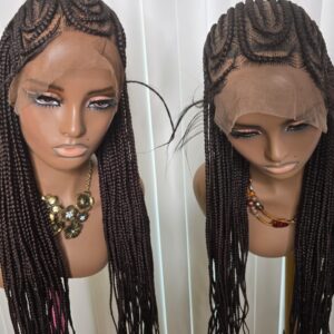 Black Cornrows Style Wig for Easy Styling with Natural Looking Braids Soft Texture Unisex Versatile and Simple Design