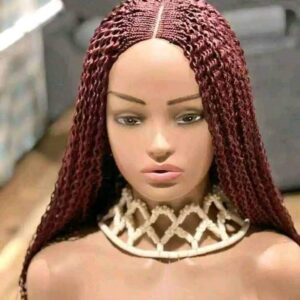Classic Lady Watermelon Brown synthetic Braided Wig