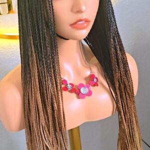 Elegant Brown and Cream Knotless Bone straight Synthetic Braided Wig for classic ladies. Lightweight, stylish, comfortable, and easy to wear. Perfect for work, church, outings, and special occasions. Look classy without salon stress.