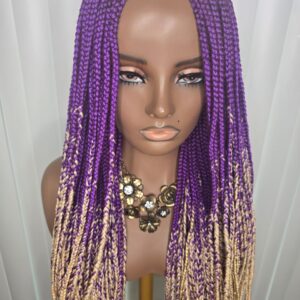 Trendy Purple and Cream Synthetic Braided Wig