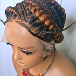 Gold Full Lace Packed Cornrow Braided Synthetic Wig – Bold, Stylish & Ready to Wear