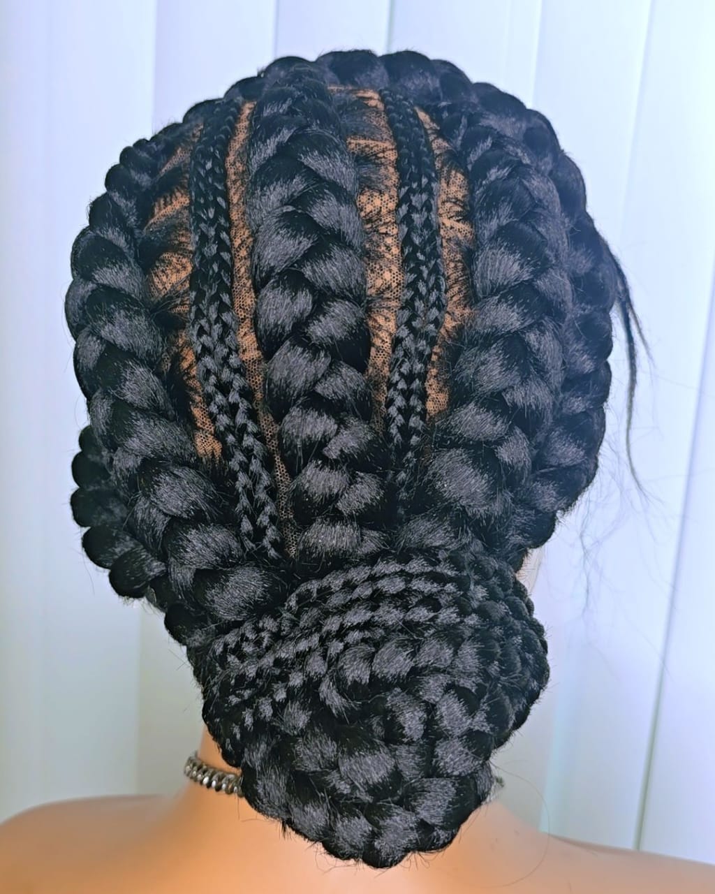 Black Full Lace Packed Cornrow Braided Synthetic Wig – Neat, Natural & Ready - Image 4