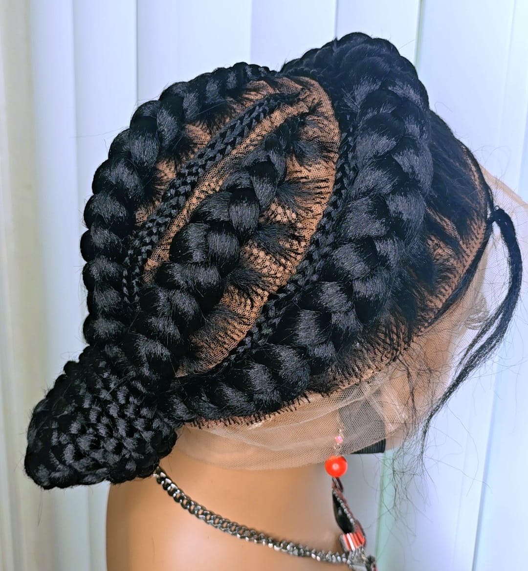 Black Full Lace Packed Cornrow Braided Synthetic Wig – Neat, Natural & Ready - Image 3