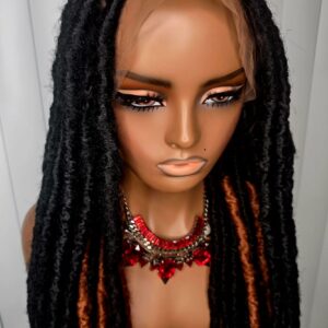 Black Tint with Brown Dreadlock Synthetic Braided Wig