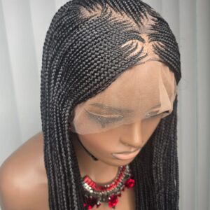 36-Inch Black Cornrow Synthetic Braided Wig – Long, Stylish and Ready to Wear