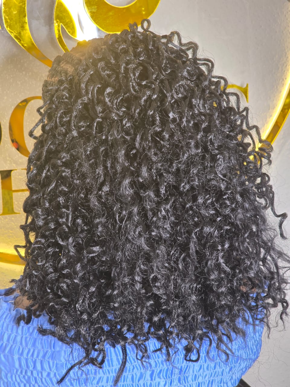 Women’s Black Cornrow Braided Lace Wig with Curly Ends - Image 3