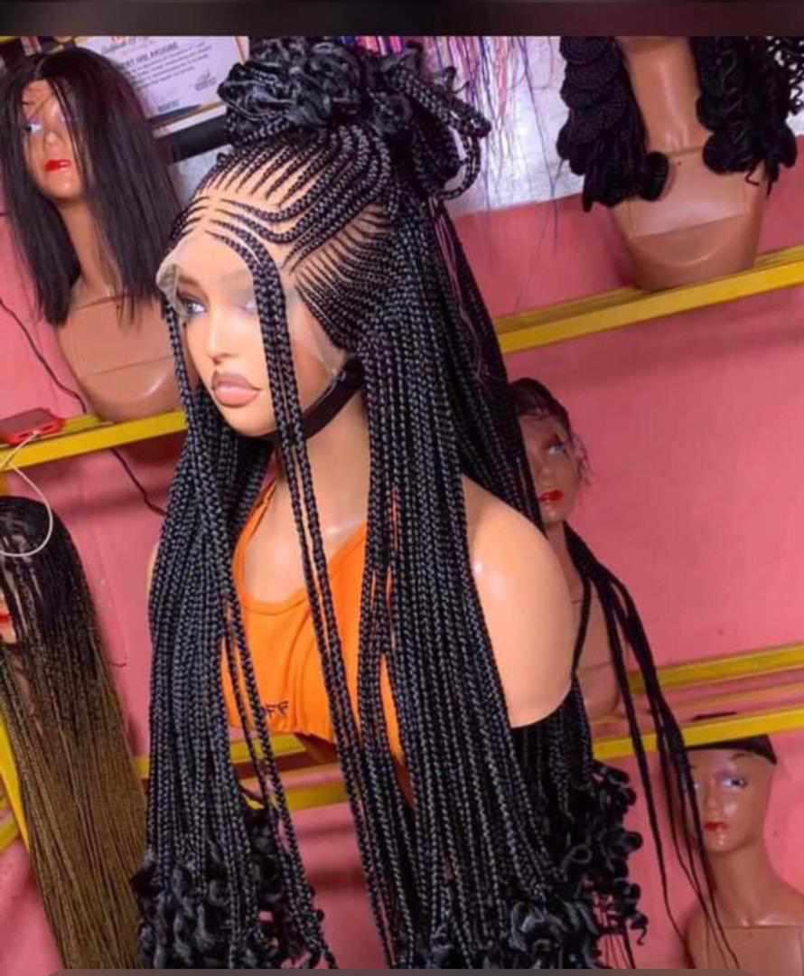 Black and Brown 36inches 360 full lace Braided Wig 001 - Luxury Braided Wig Style with Easy Styling & Comfortable Design for a Distinctive Look - Image 2