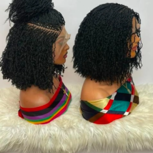 Black 360 Full Lace Kinky Twist Synthetic Braided Wig – Natural, Classy & Ready to Wear