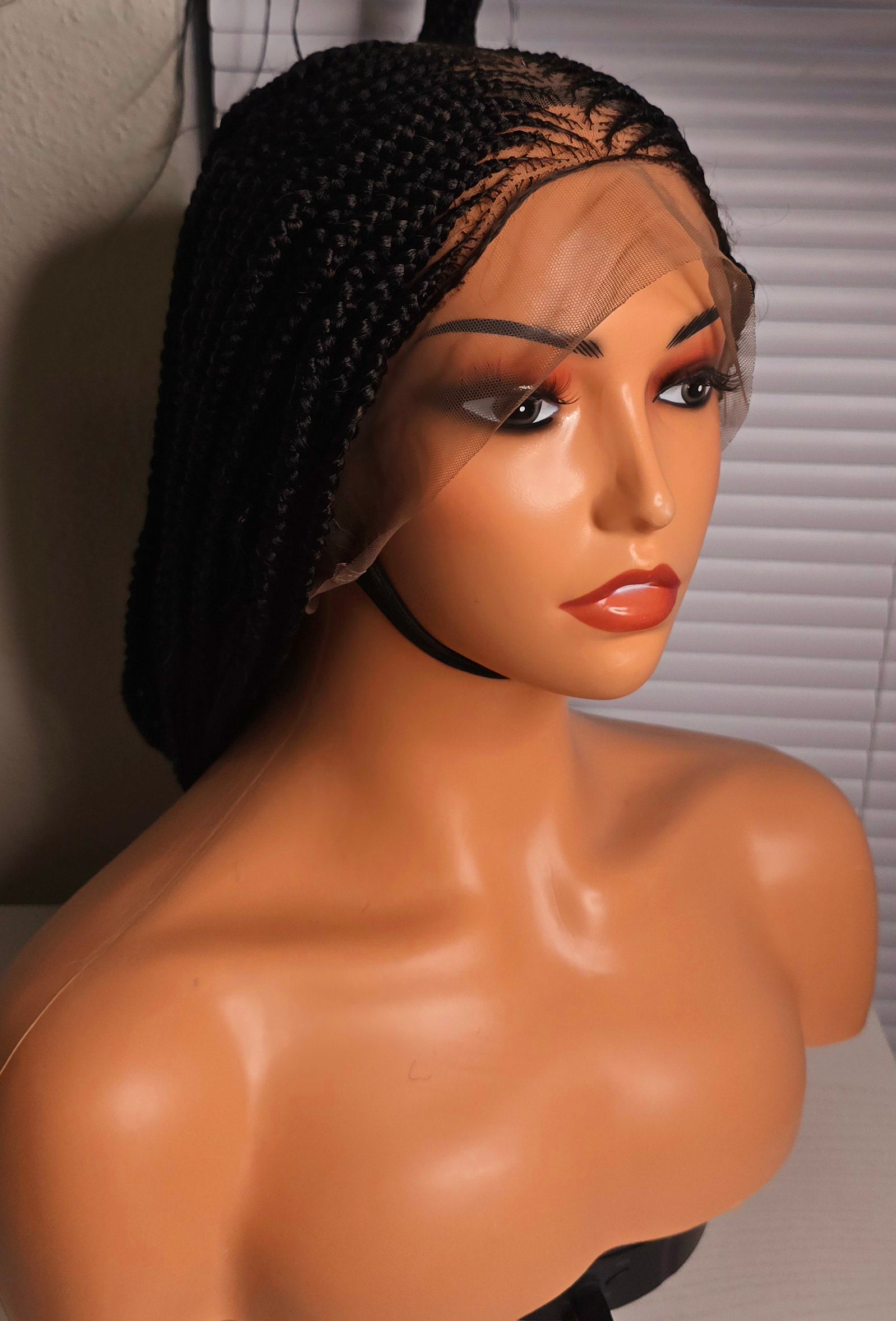 Black 36inches 360 full lace Braided Wig 016 - Luxury Braided Wig Style with Easy Styling & Comfortable Design for a Distinctive Look - Image 3