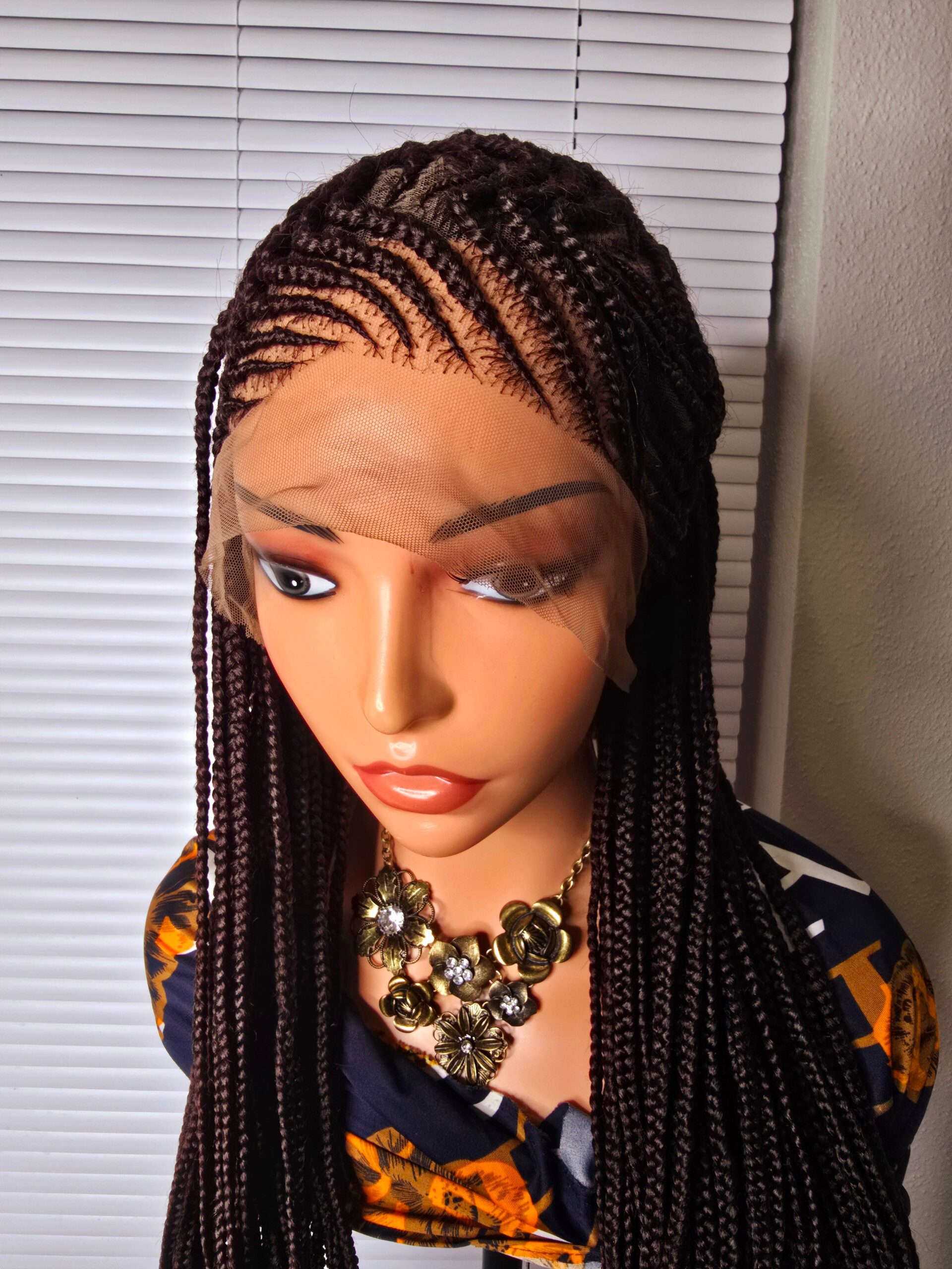 Brown 36inches 360 full lace Braided Wig 020 - Luxury Braided Wig Style with Easy Styling & Comfortable Design for a Distinctive Look