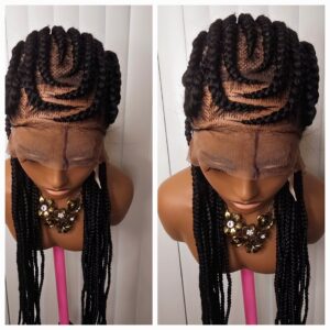 Black Full Lace 30 Inches Synthetic Braided Wig for Classic Ladies with Natural Look and Comfortable Fit