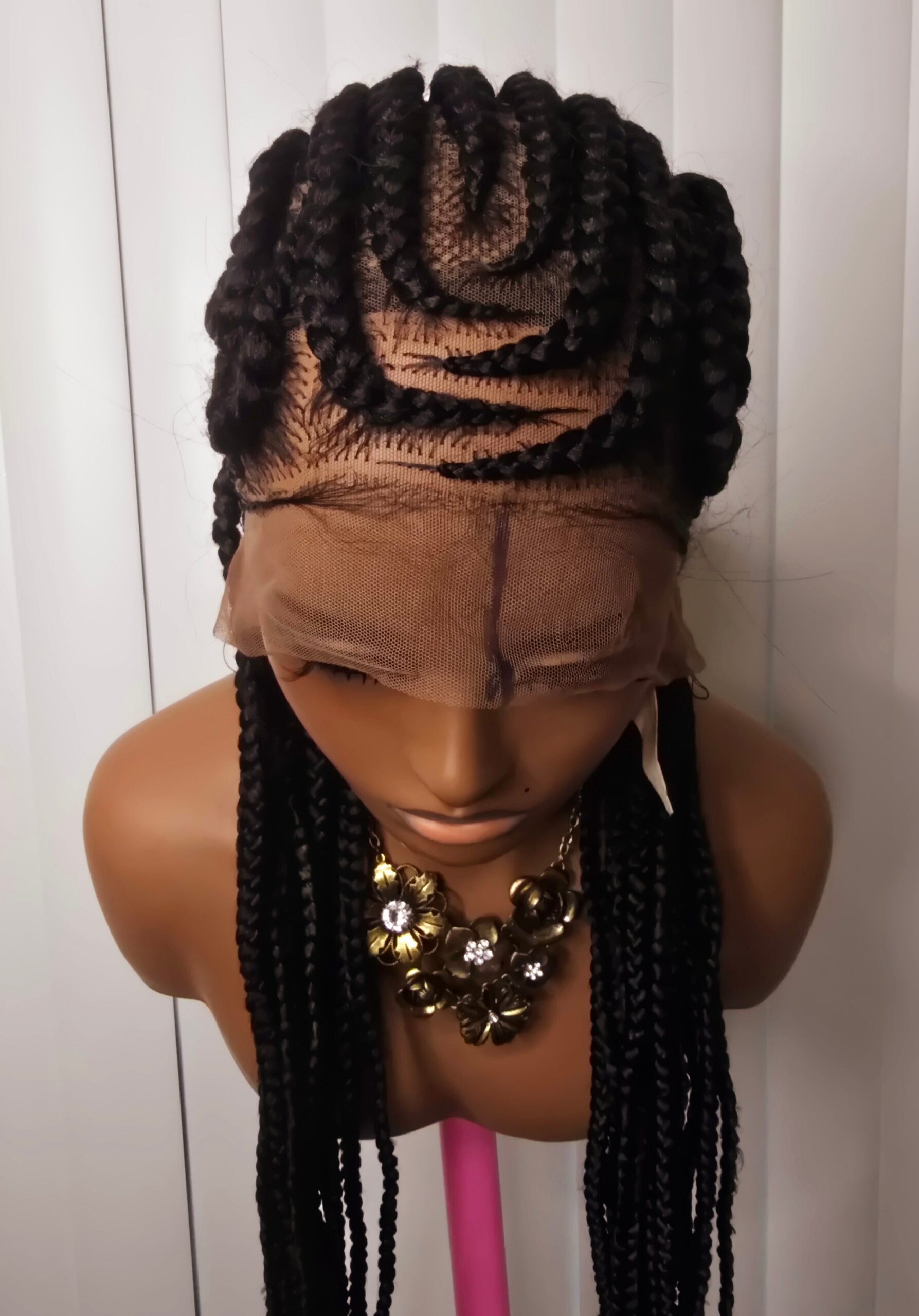 Black Full Lace 30 Inches Synthetic Braided Wig for Classic Ladies with Natural Look and Comfortable Fit - Image 2