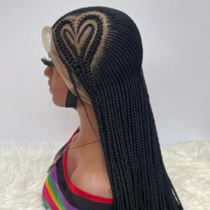 Black and Brown 36inches 360 Full Lace Synthetic Braided Wig with Unique Heart Design