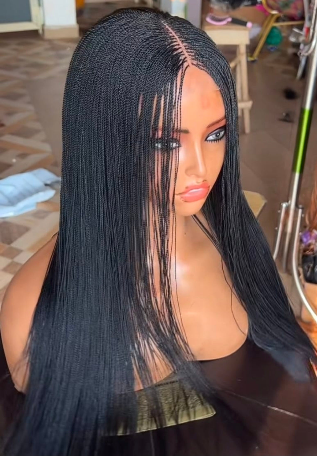 Adomac 15, 20,30 and 36 inches with 2by6 closure cap Black Micro Braids for Classic Ladies High-Quality Synthetic Hair Extensions for Natural Look Easy to Use and Maintain - Image 4