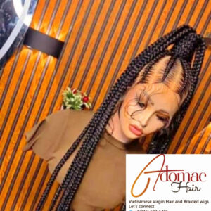 Black 36inches 360 full lace Braided Wig 003- Luxury Braided Wig Style with Easy Styling & Comfortable Design for a Distinctive Look