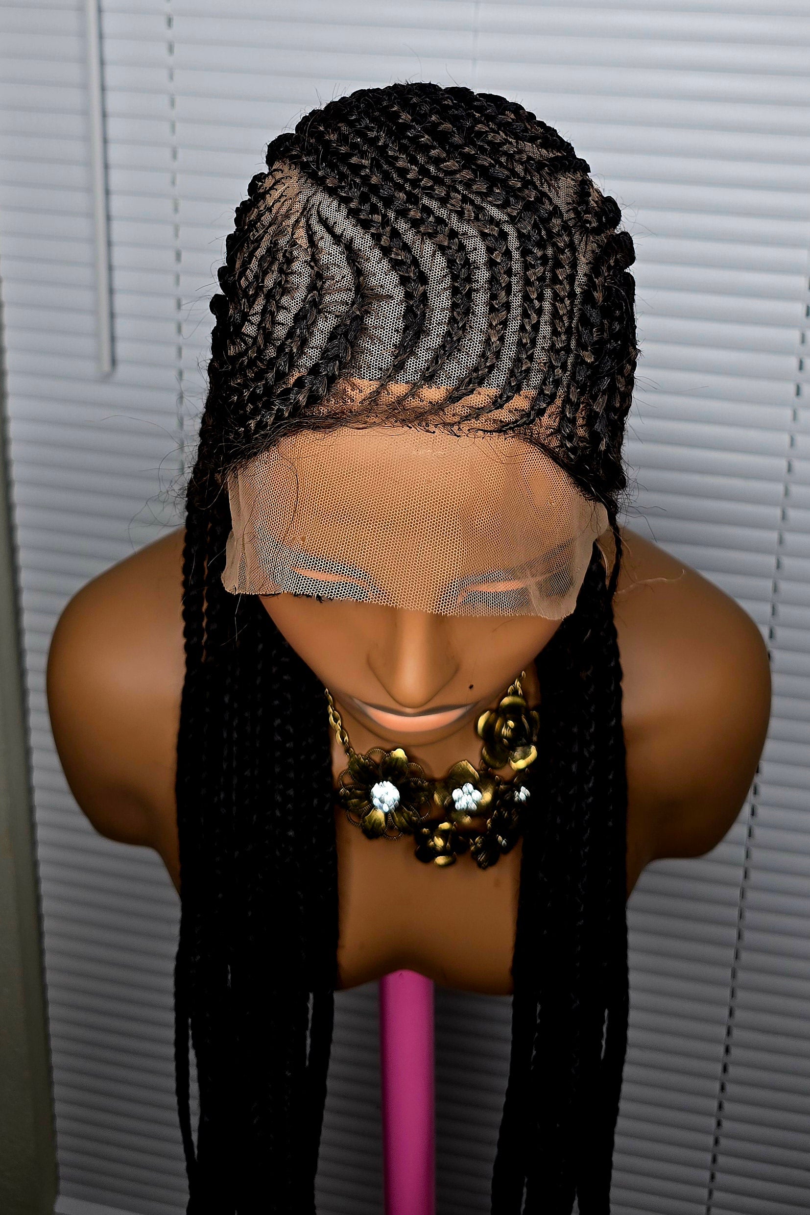 Brown 36inches 360 full lace Braided Wig 014 - Luxury Braided Wig Style with Easy Styling & Comfortable Design for a Distinctive Look - Image 2