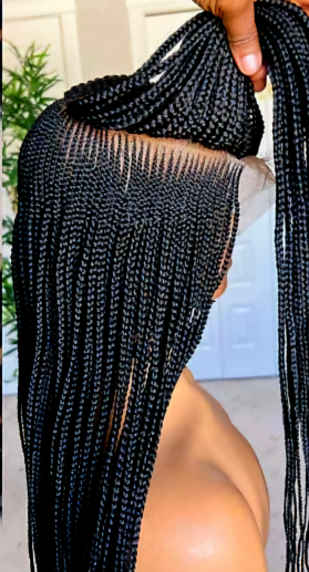 Black 36inches 360 full lace Braided Wig 006 - Luxury Braided Wig Style with Easy Styling & Comfortable Design for a Distinctive Look - Image 2