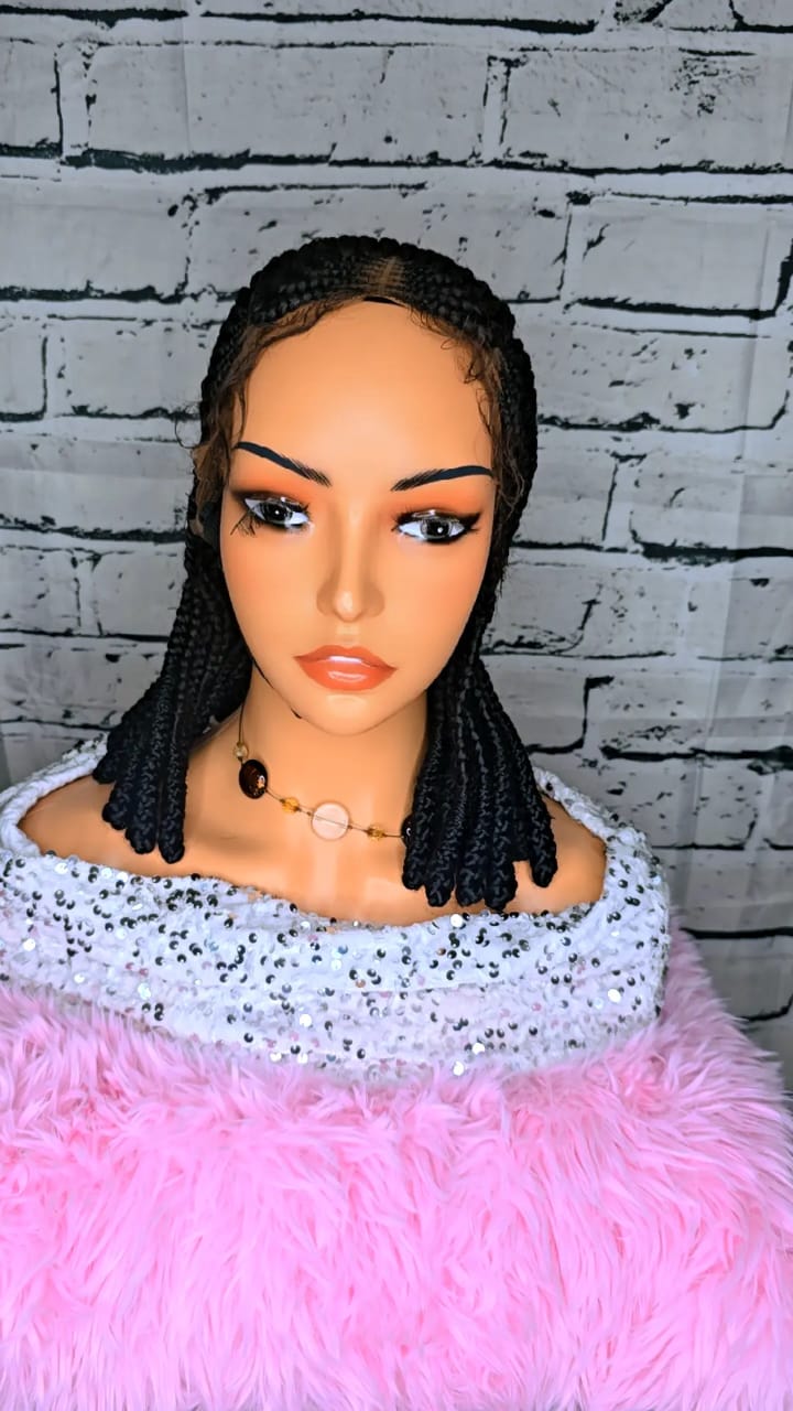 7'7 10inches Synthetic Braided Wig for Classic Ladies - Black Colorful Braids with Elegant Accessories Included - Image 2