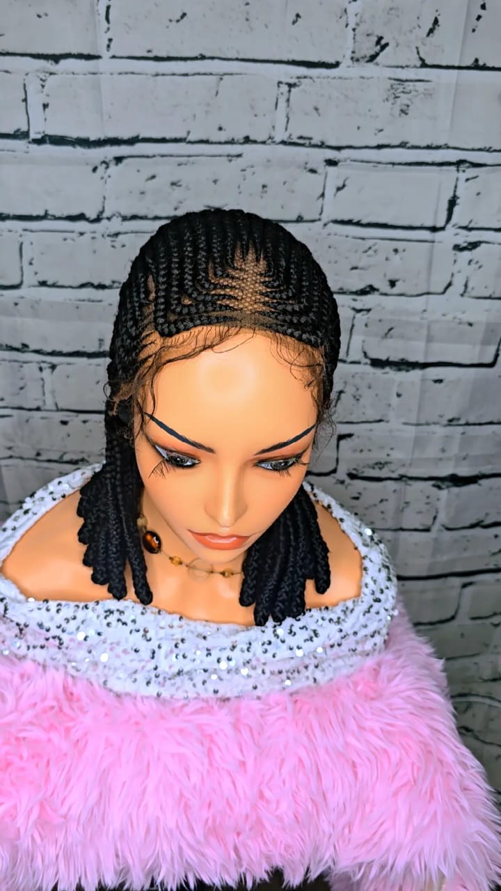 7'7 10inches Synthetic Braided Wig for Classic Ladies - Black Colorful Braids with Elegant Accessories Included - Image 3