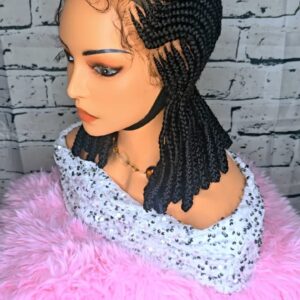 7'7 10inches Synthetic Braided Wig for Classic Ladies - Black Colorful Braids with Elegant Accessories Included