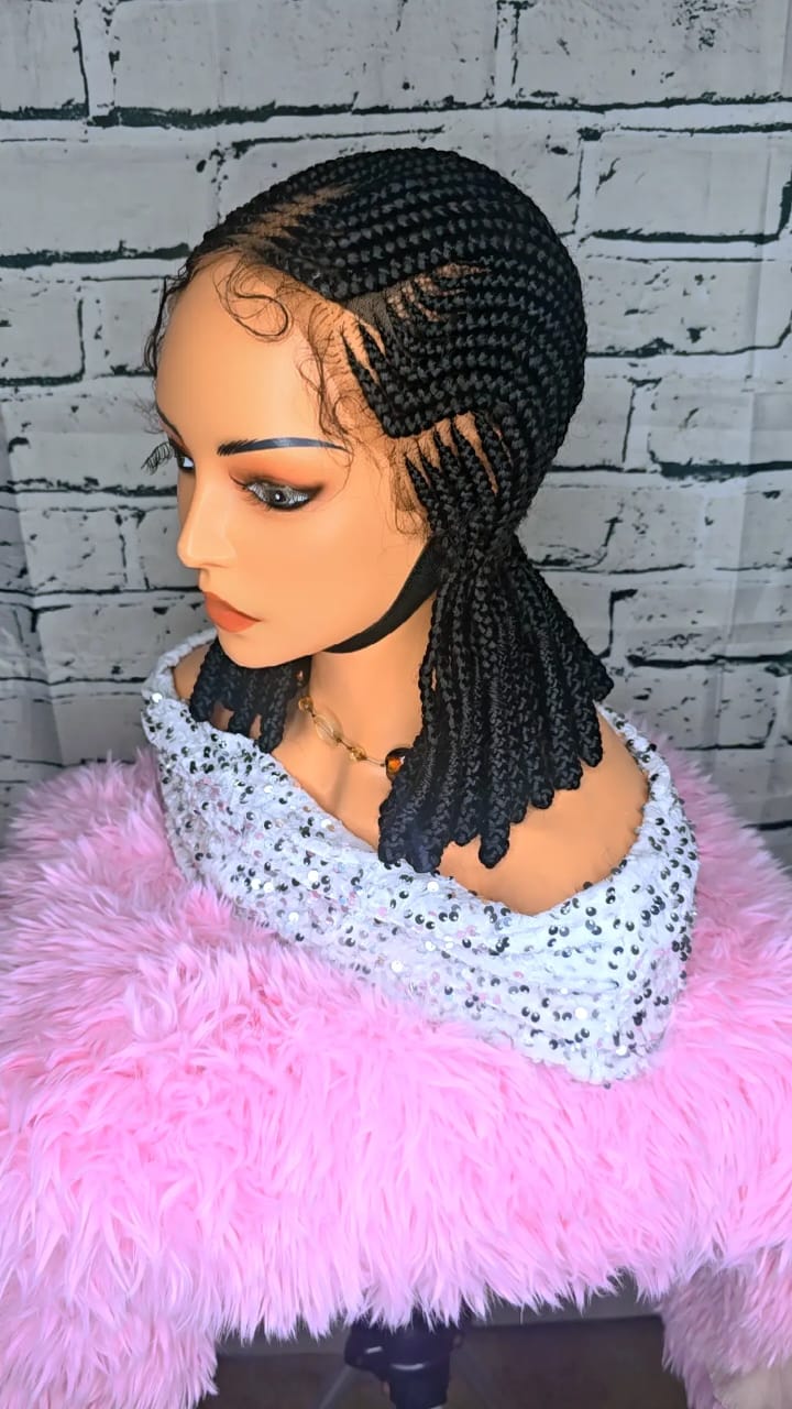 7'7 10inches Synthetic Braided Wig for Classic Ladies - Black Colorful Braids with Elegant Accessories Included